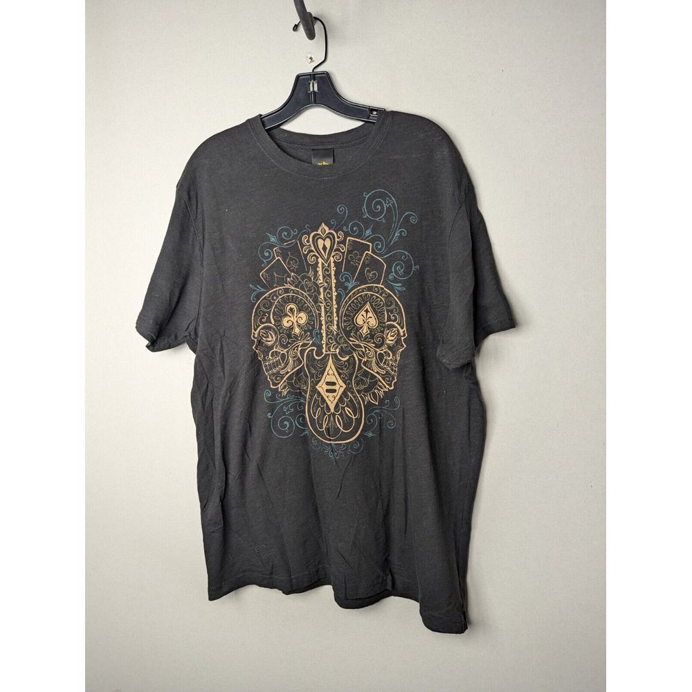 Lucky Brand Short Sleeve T Shirt Mens Large Black‎ Graphic Logo Aces Cards